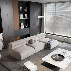 Modern Living Room Sofa Combination Side Table Carpet Bookcase 3d model