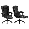 Ergonomic Black Leather High Back Office Chair With Retractable Footrest For Comfortable Long Working Hours