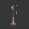 Ancient Bronze Artifact With Green Patina Bird Shaped Top Hanging Lantern And Circular Base