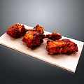 Simple White Kitchen Serving Tray With Fried Chicken On Dark Surface