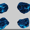 Blue Glowing Stone With Natural Texture Displayed Against Black Background