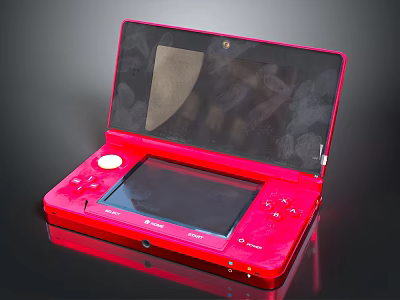 Red Nintendo DS Handheld Game Console With Dual Screens And Control Buttons 3d model