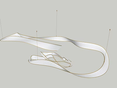 Modern Irregular Shaped Chandelier Featuring Flowing Curved Lines In Interior Design 3d model