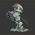 Muscular Bear Character In Shiny Silver Armor As Fantasy Warrior With Metallic Build