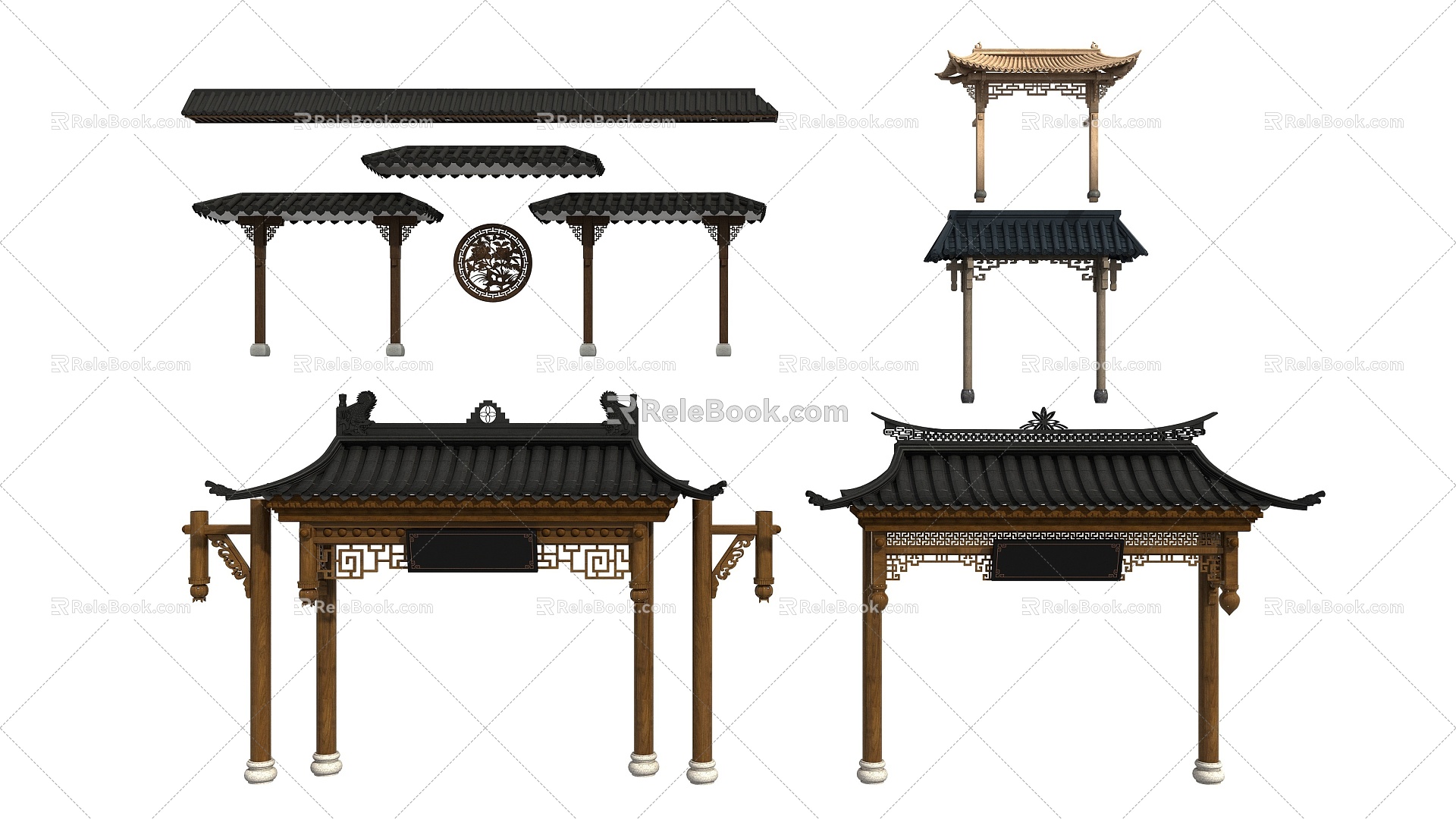 Chinese Style Door Head Chinese Eaves Door Head Chinese Style Archway 3d model