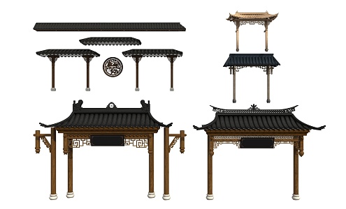 Chinese Style Door Head Chinese Eaves Door Head Chinese Style Archway 3d model