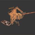 Construction Site Scene With Crane Metal Frame Damaged Car And Collapsed Parts