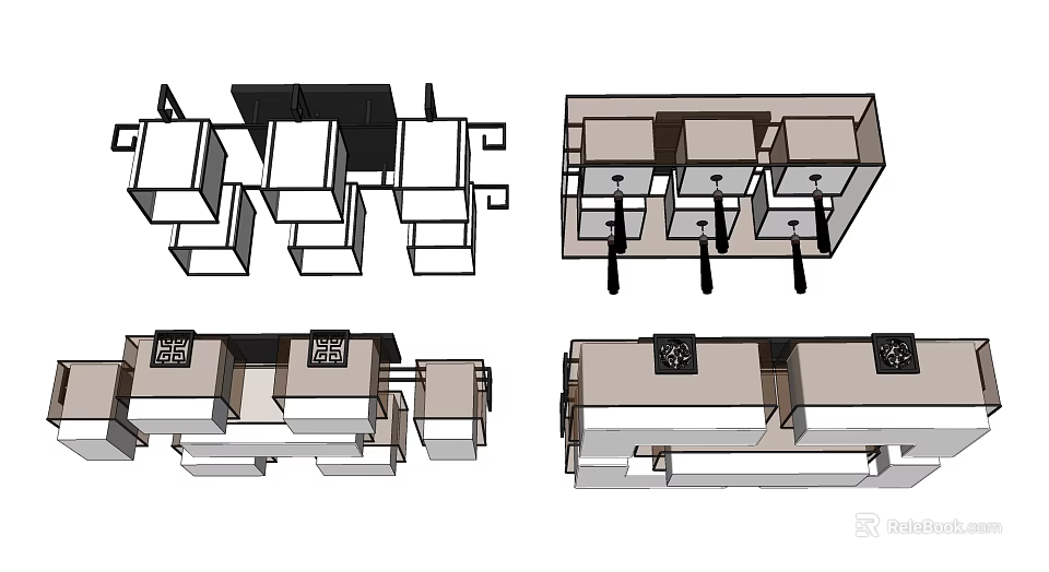 Modern Ceiling Light Fixtures Featuring Sleek Design And Various Components 3d model