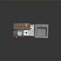 Modern Kitchen Interior Design With Metal Hanging Rack Stove Sink And Countertop
