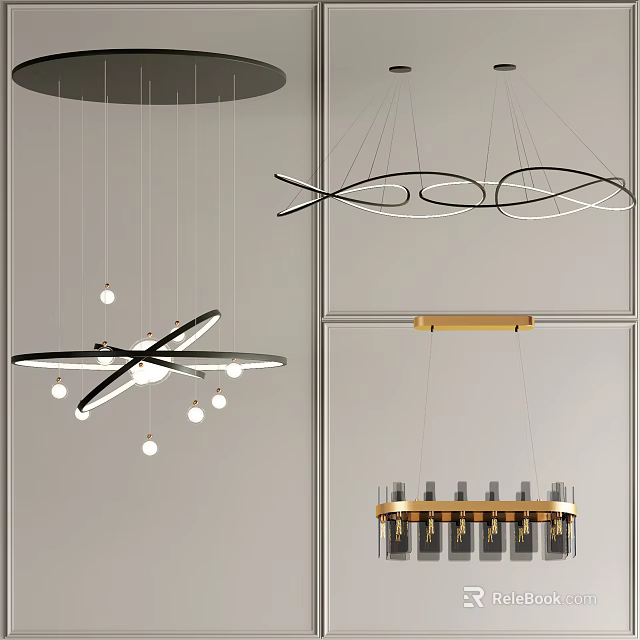 Modern Chandelier Designs With Contemporary Shapes And Hanging Elements 3d model