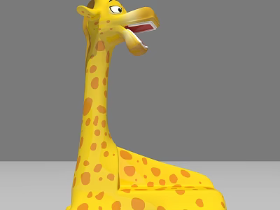 Yellow Giraffe Toy With Orange Spots Long Neck And Open Mouth 3d model