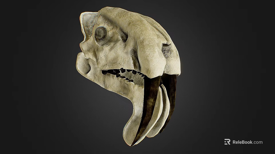 Detailed Animal Skull Anatomical Structure Showing Bone Features And Teeth 3d model 