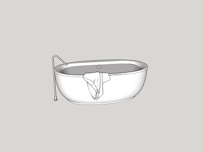Sleek Freestanding Bathtub In Modern Bathroom With Curved Faucet And Towel 3d model