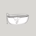 Sleek Freestanding Bathtub In Modern Bathroom With Curved Faucet And Towel