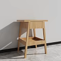 Minimalist Wooden Side Table With Lower Shelf Against White Wall 3d model
