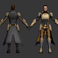 3D Fantasy Characters Front And Back Views With Armor Cloak And Costume Details