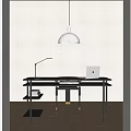 Modern desk chair desk chair combination 3d model