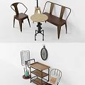 Industrial Style Table And Chair Set With Wooden Top Metal Legs And Wall Clock
