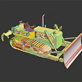 Heavy Duty Yellow Bulldozer With Tracks Blade Cab And Reflective Surface