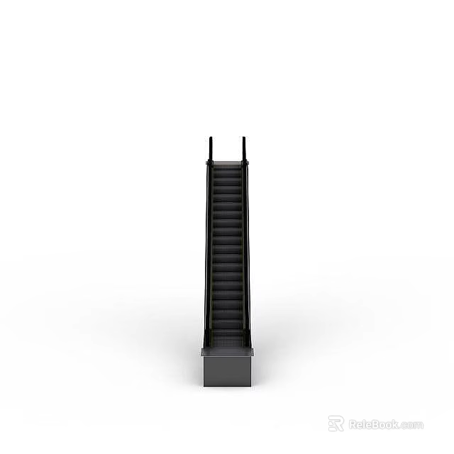 Modern Black Metal Staircase With Handrail Steps And Standalone Structure Design 3d model 