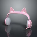 Cute Pink Cat Ear Headphones Design With Microphone For Computer Use 3d model