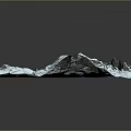 Snow Covered Rocky Mountain Terrain with Detailed Peaks and Textured 3D Landscape Model