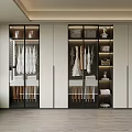Modern Wardrobe With Glass Doors Hanging Clothes And Storage Shelves Interior Design