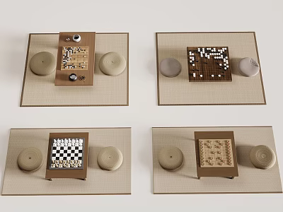 Variety Of Traditional Board Games Setups For Entertainment 3d model