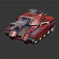 Modern Red Armored Military Tank With Large Cannon Tracks And Turret Design