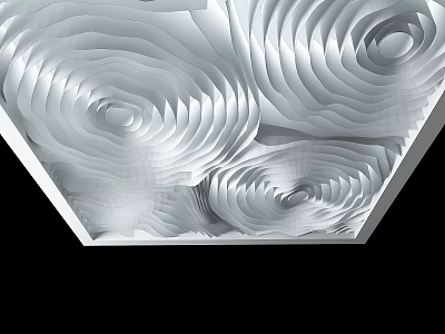 Modern White Ceiling Design With Wave Pattern And Textured Architectural Details 3d model