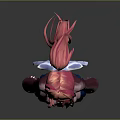 Game Movie Character Featuring Pink Hair Pink Coat Blue Skirt Red Stockings And White Shoes