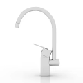 Modern White Kitchen Faucet With Curved Spout And Single Handle Design
