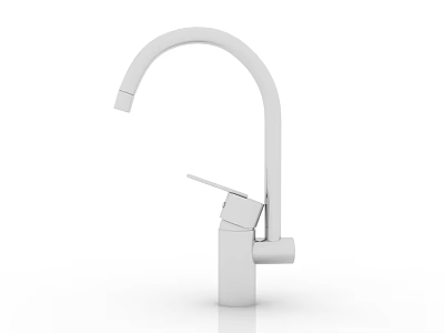 Modern White Kitchen Faucet With Curved Spout And Single Handle Design 3d model