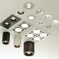 Modern Downlights and Spotlights with Various Designs and Sizes for Ceiling Installation 3d model