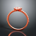 Red Rose Gold Ring With Center Stone And Side Diamond Accents