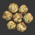 Fresh Twisted Steamed Buns Arranged in a Pile with Golden Brown Crust and Soft Inside