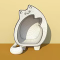 Pet Interactive Area With Cat Shaped Light Gray Bed And Striped Ball