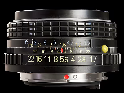 Smart Machine Camera Lens With Aperture Control Dials And Focal Length Markings 3d model