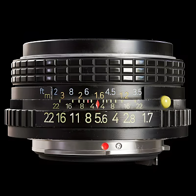 Smart Machine Camera Lens With Aperture Control Dials And Focal Length Markings 3d model
