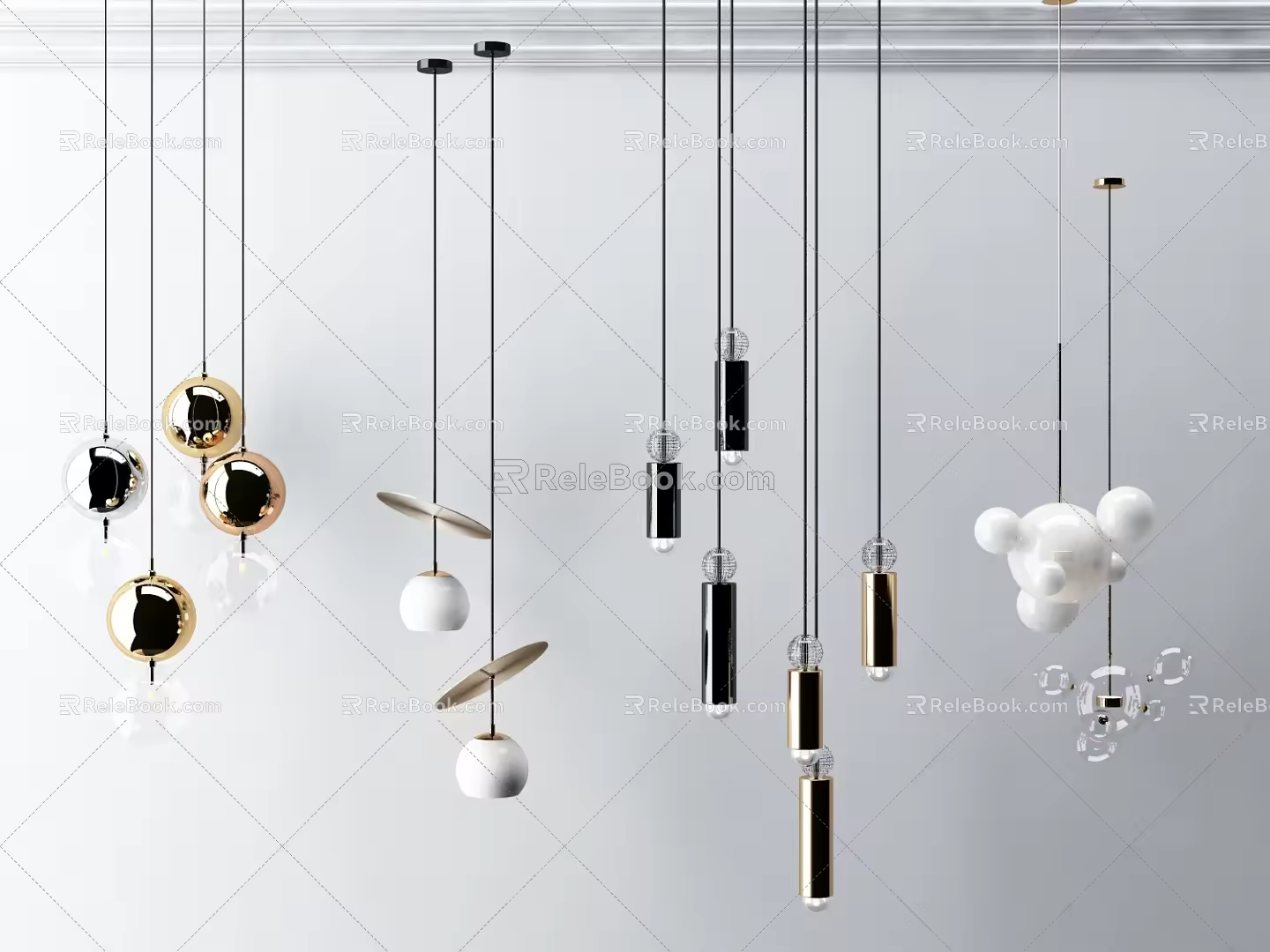Modern chandelier luminaire combination 3d model