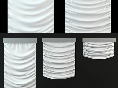 White Curtains With Various Pleated Patterns And Top Header Design For Home 3d model
