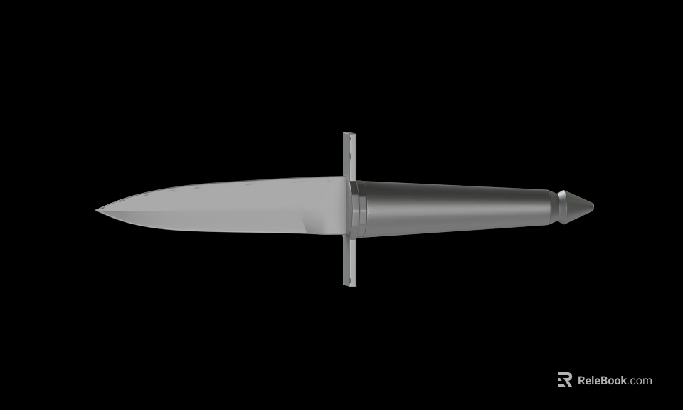 Tactical Dagger Weapon Design With Metal Blade Handle And 3D Rendering On Black Background 3d model 