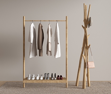 Wooden Coat Rack 3d model