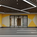 Yuexun Shopping Mall Parking Garage Entrance With Blue Car Direction Arrows And Decorative Lighting