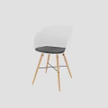 Modern White Stool With Curved Backrest Black Seat Cushion And Wooden Legs