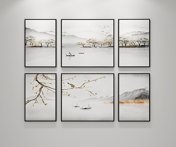 New Chinese Landscape Painting Decorative Painting 3d model