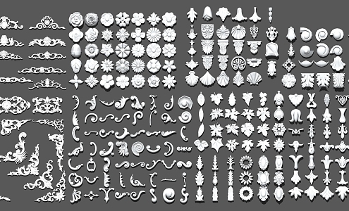 European-style Carved Component Corner Gypsum Carved Pattern 3d model