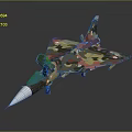 Camouflage Fighter Jet Model With Detailed Military Style Design And White Nose