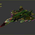 Military Fighter Jet With Brown Black Camouflage Paint And Missiles Under Wings