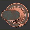 Orange Industrial Mechanical Device With Cylindrical Structure Curved Top Part And Round Base
